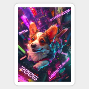 Vintage 2006 - Cyberpunk 18 Year Old Funny Corgi Dog 18th Birthday Sticker